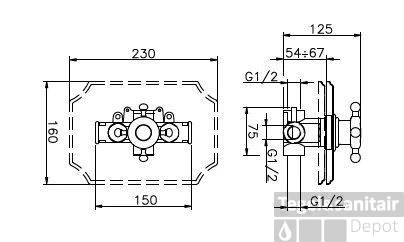 Huber Victorian Inbouw Thermostaatkraan Brons 255.01H.BA 1 Huber Victorian Inbouw Thermostaatkraan Brons 255.01H.BA