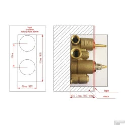 Inbouw Douche Thermostaat BWS Exclusive 304 RVS (Inclusief Inbouwdeel) -Duravit Verkoop inbouw douche thermostaat bws koper geborsteld koper inclusief inbouwdeel tech 3