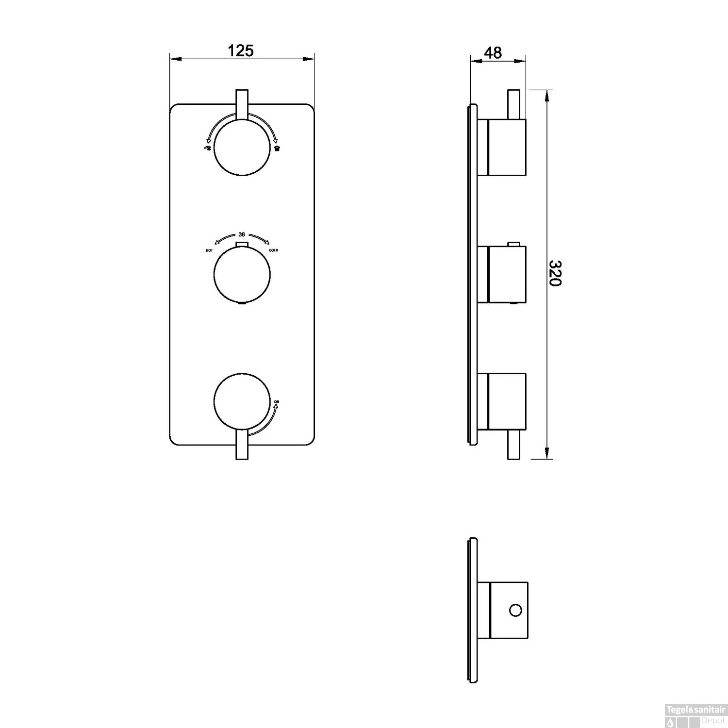 Inbouw Douchekraan BWS Thermostaat Afbouwdeel 3-Weg Geborsteld Koper 2 Inbouw Douchekraan BWS Thermostaat Afbouwdeel 3-Weg Geborsteld Koper - Afbeelding 2