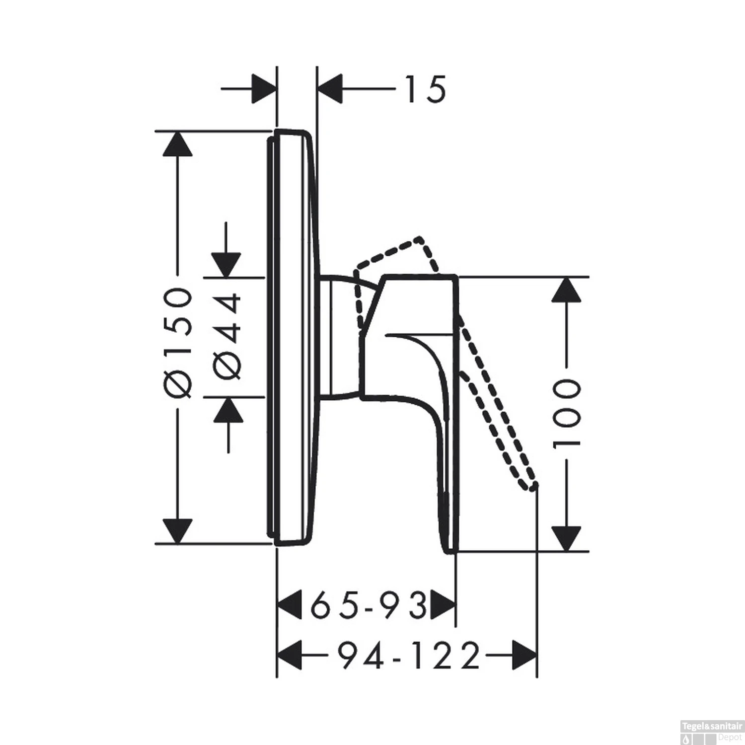 Inbouw Douchemengkraan HansGrohe Rebris E Eengreeps Voor IBox Universal Mat Zwart - Afbeelding 2