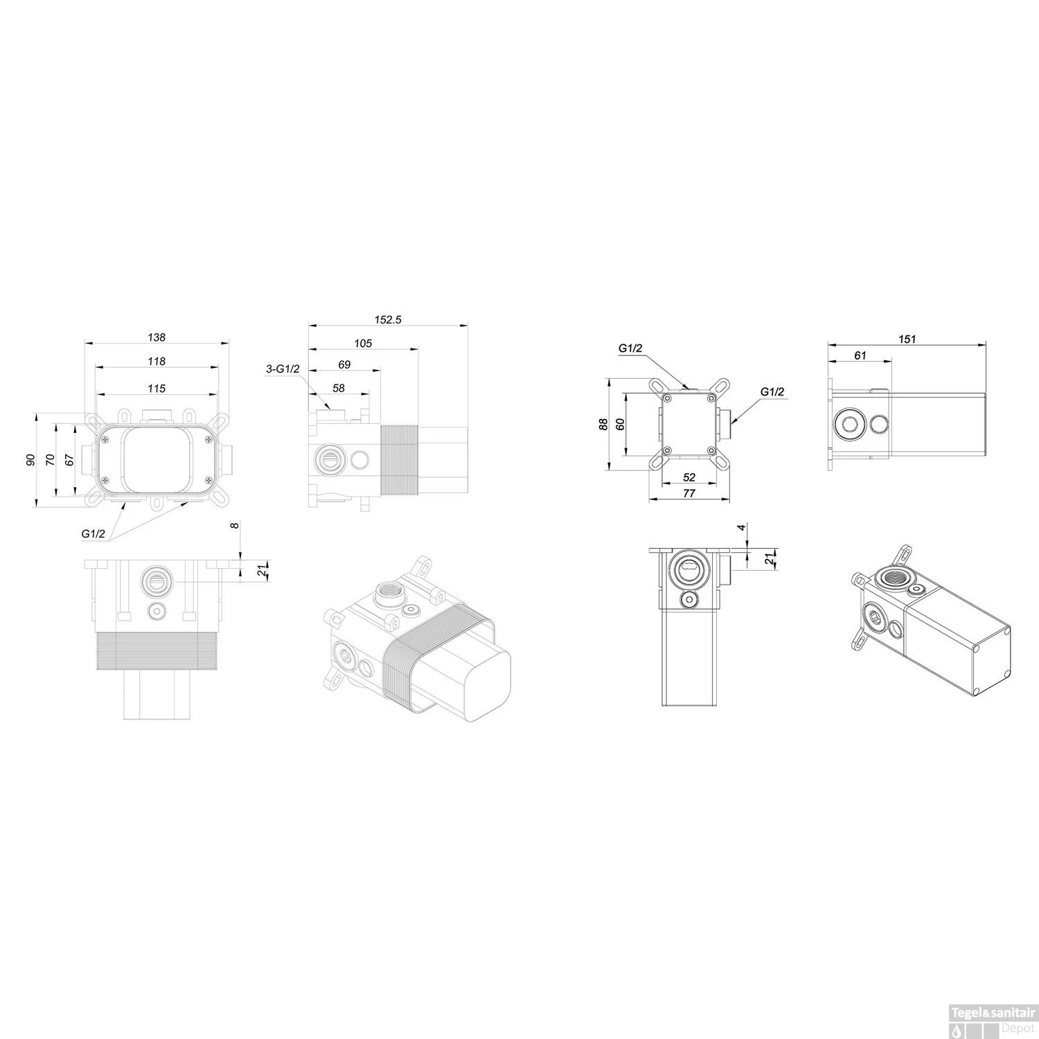 Douchekraanset Wiesbaden Dreams Inbouw Met 2 Stopkranen Meerdere Kleuren 7 Douchekraanset Wiesbaden Dreams Inbouw Met 2 Stopkranen Meerdere Kleuren - Afbeelding 7