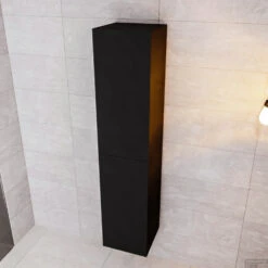 Kolomkast BWS Stockholm 160x35x35 Cm Omkeerbaar Twee Deuren Mat Zwart