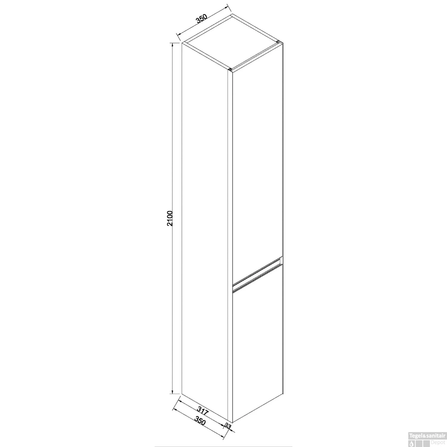 Kolomkast Met 2 Deuren Wiesbaden Lotus 35 Cm Naturel Eik / Mat Zwart 3 Kolomkast Met 2 Deuren Wiesbaden Lotus 35 Cm Naturel Eik / Mat Zwart - Afbeelding 3