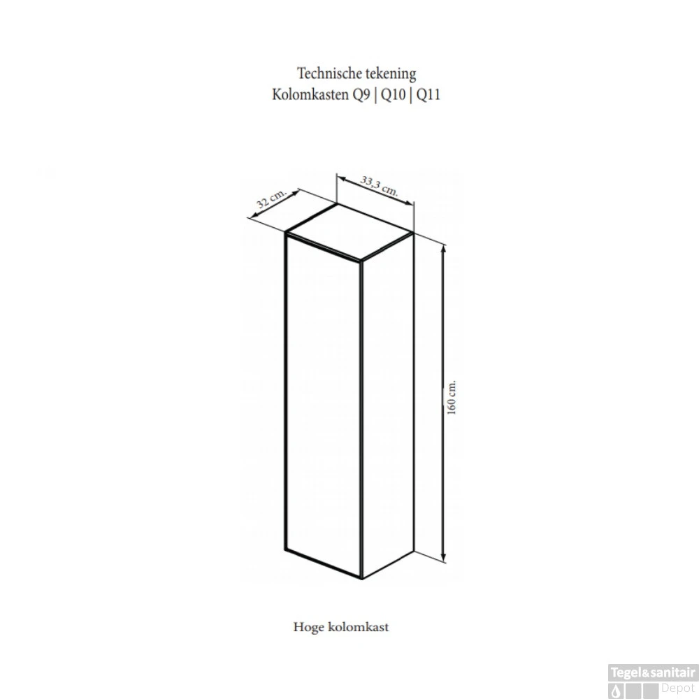Kolomkast Sanicare Q9/Q10/Q11 1 Soft-Closing Deur Chromen Greep 160x33,5x32 Cm Belluno - Afbeelding 4