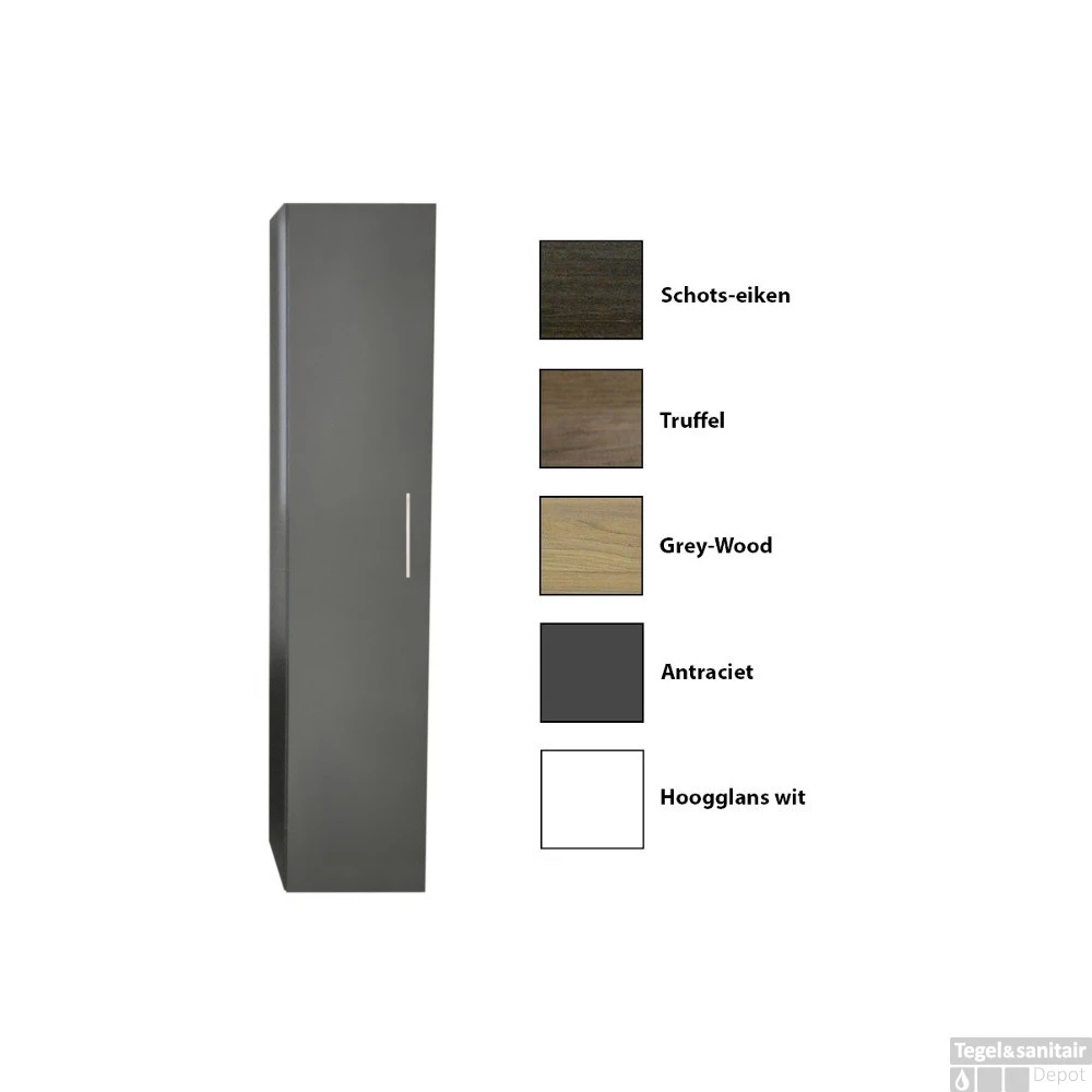 Kolomkast Sanicare Q4/Q15 1 Soft-Closing Deur 160x33,5x32 Cm Truffel - Afbeelding 2