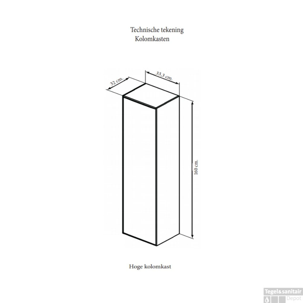 Kolomkast Sanicare Q4/Q15 1 Soft-Closing Deur 160x33,5x32 Cm Truffel - Afbeelding 4