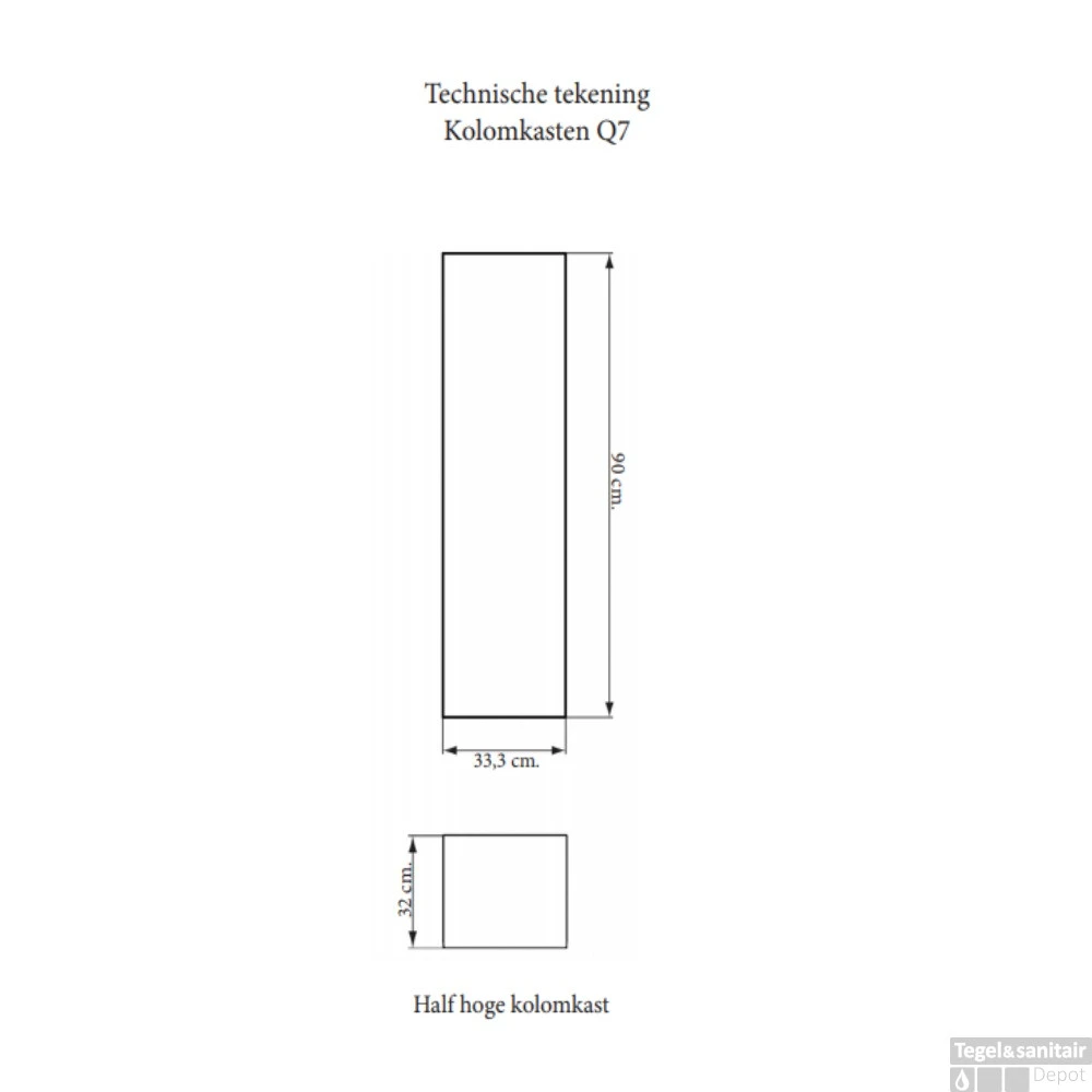 Kolomkast Sanicare Q4/Q15 1 Soft-Closing Deur 90x33,5x32 Cm Truffel - Afbeelding 4