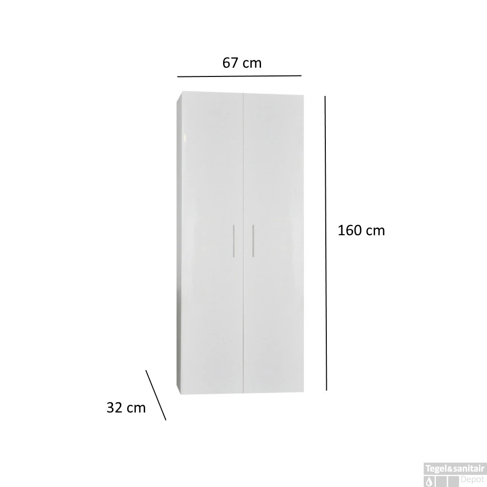 Kolomkast Sanicare Q4/Q15 2-Deurs Soft-Closing 160x67x32 Cm Truffel 3 Kolomkast Sanicare Q4/Q15 2-Deurs Soft-Closing 160x67x32 Cm Truffel - Afbeelding 3