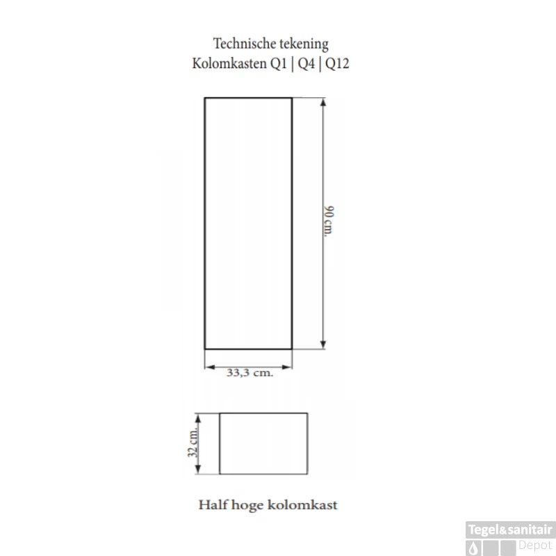 Kolomkast Sanicare Q1/Q12/17 Soft-Close Deur Chromen Greep 90x33,5x32 Cm Hoogglans Wit - Afbeelding 2