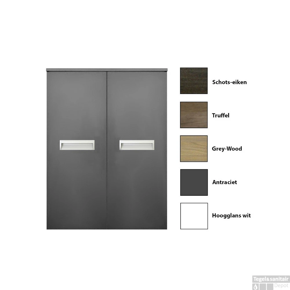 Kolomkast Sanicare Q2/Q3/Q8 2-Deurs Soft-Closing 90x67x32 Cm Antraciet