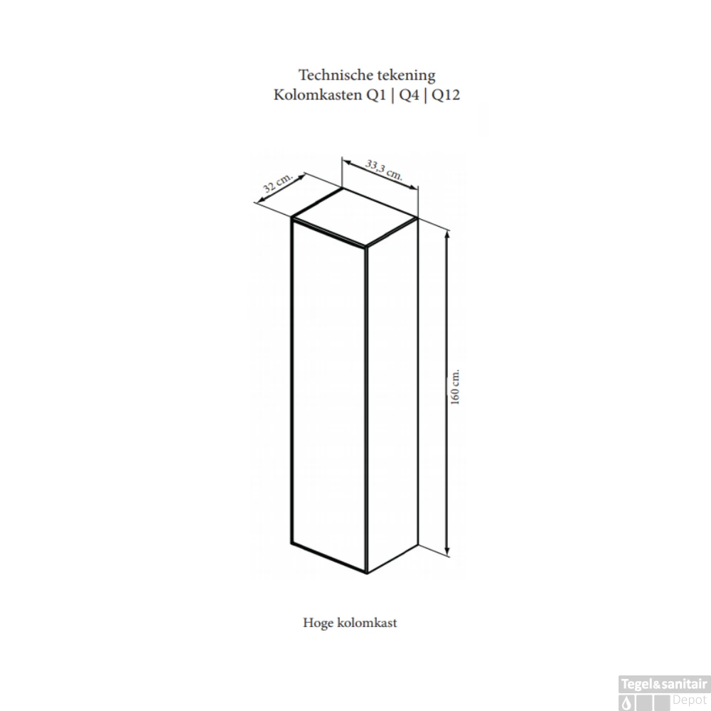 Kolomkast Sanicare Q2/Q3/Q8 Soft-Close Deur 160x33,5x32 Cm Truffel 4 Kolomkast Sanicare Q2/Q3/Q8 Soft-Close Deur 160x33,5x32 Cm Truffel - Afbeelding 4