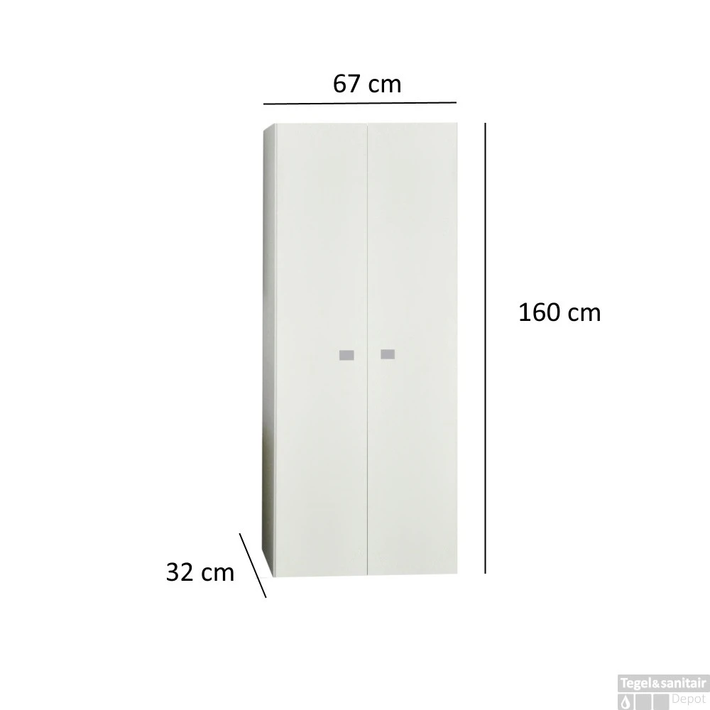 Kolomkast Sanicare Q5 2 Soft-Close Deuren 160 Cm Grey-Wood 3 Kolomkast Sanicare Q5 2 Soft-Close Deuren 160 Cm Grey-Wood - Afbeelding 3