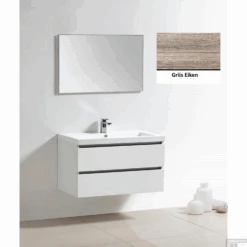 Badkamermeubelset Sanilux Trendline 100x47x50 Cm 2 Kraangaten Grijs Eiken -Duravit Verkoop onderkast sanilux trendline 100x47x50 cm grijs eiken shop 3