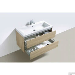 Badkamermeubelset Sanilux Trendline 100x47x50 Cm 1 Kraangat Light Wood -Duravit Verkoop onderkast sanilux trendline 100x47x50 cm light wood detail1