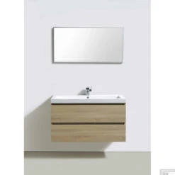 Badkamermeubelset Sanilux Trendline 100x47x50 Cm 2 Kraangaten Light Wood -Duravit Verkoop onderkast sanilux trendline 100x47x50 cm light wood detail 2