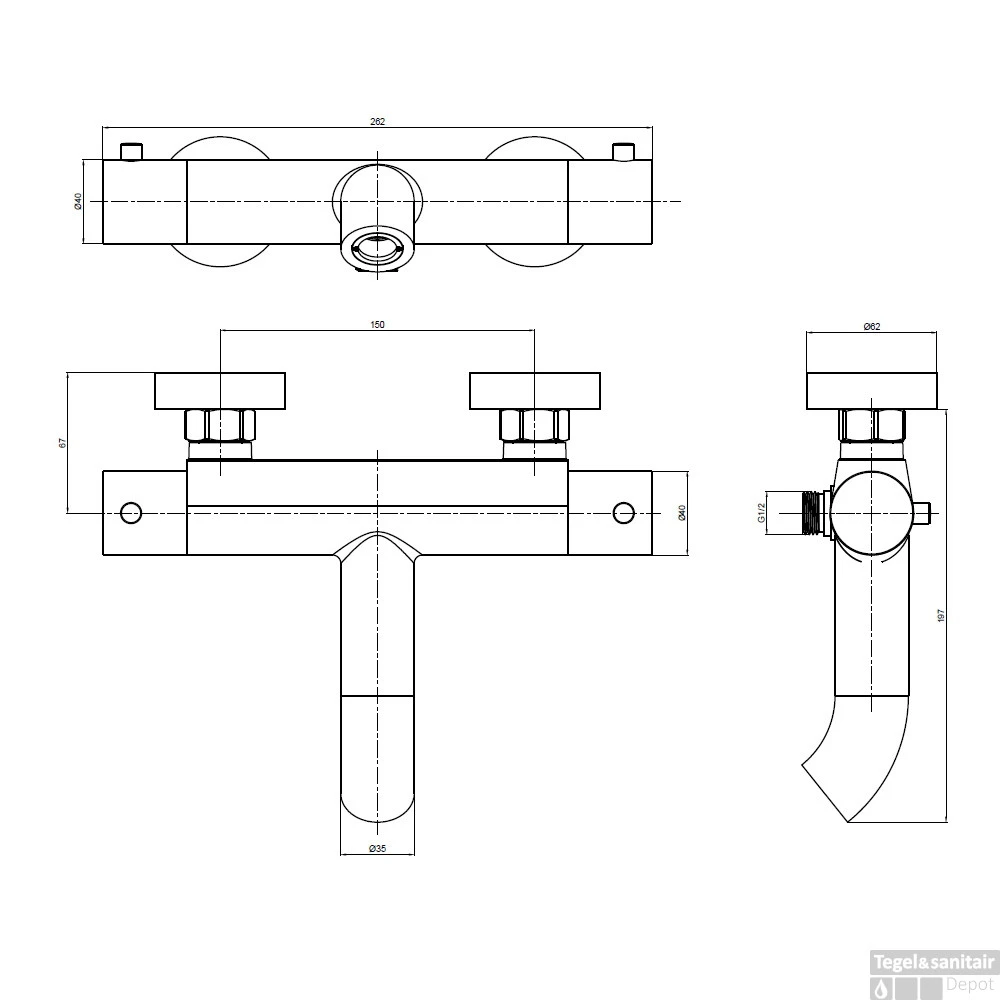 Opbouw Bad- En Douchekraan Brauer Black Thermostatisch Mat Zwart 4 Opbouw Bad- En Douchekraan Brauer Black Thermostatisch Mat Zwart - Afbeelding 4