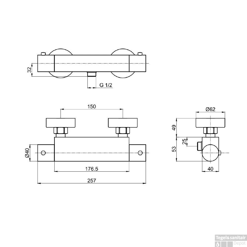 Opbouw Douchekraan Brauer Copper Thermostatisch Koper 2 Opbouw Douchekraan Brauer Copper Thermostatisch Koper - Afbeelding 2