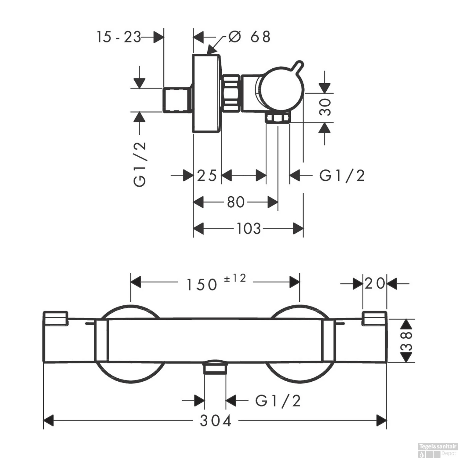 Opbouw Douchethermostaat Ecostat Comfort Hansgrohe Geborsteld Brons 2 Opbouw Douchethermostaat Ecostat Comfort Hansgrohe Geborsteld Brons - Afbeelding 2
