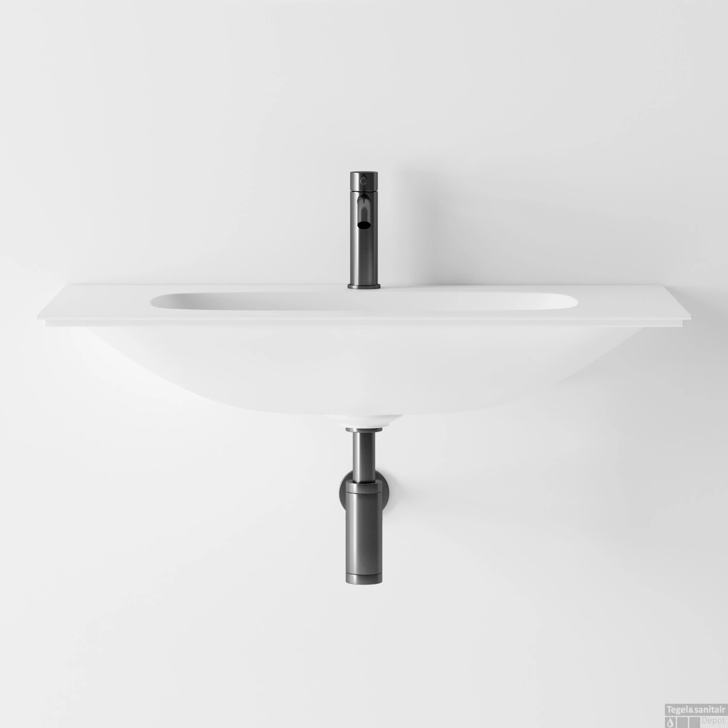 Wastafel Salenzi Nur 82x46 Cm Keramiek Mat Wit 1 Kraangat (incl. Bijpassende Afvoerplug) 2 Wastafel Salenzi Nur 82x46 Cm Keramiek Mat Wit 1 Kraangat (incl. Bijpassende Afvoerplug) - Afbeelding 2