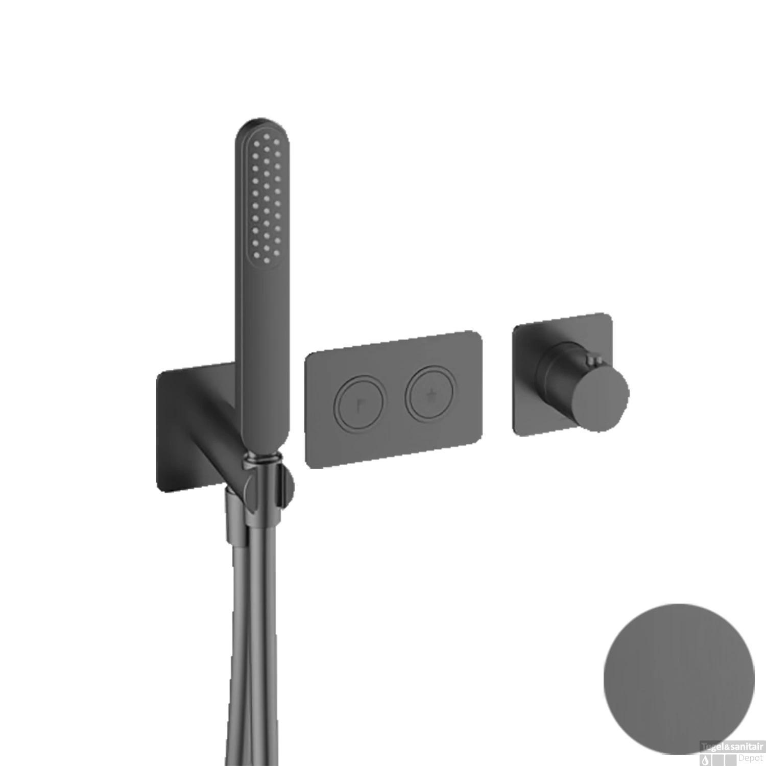 Inbouwkraan Hotbath Gal Thermostaatkraan Met 2 Pushbuttons Geborsteld Gunmetal PVD