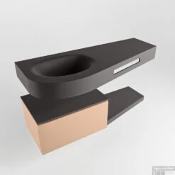 MONDIAZ RIVA 120cm Badmeubel Onderkast / Planchet Kleur Rosee Met 1 Lade. Wastafel DULCET Links 0 Kraangaten Kleur Dark_Grey. -Duravit Verkoop riva onderkast rosee planchet dulcet dark grey google 1 0006