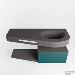 MONDIAZ RIVA 120cm Badmeubel Onderkast / Planchet Kleur Smag Met 1 Lade. Wastafel DULCET Rechts 0 Kraangaten Kleur Dark_Grey. -Duravit Verkoop riva onderkast smag planchet dulcet dark grey google 3 0007