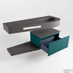 MONDIAZ RIVA 120cm Badmeubel Onderkast / Planchet Kleur Smag Met 1 Lade. Wastafel DULCET Rechts 0 Kraangaten Kleur Dark_Grey. -Duravit Verkoop riva onderkast smag planchet dulcet dark grey google 5 0007