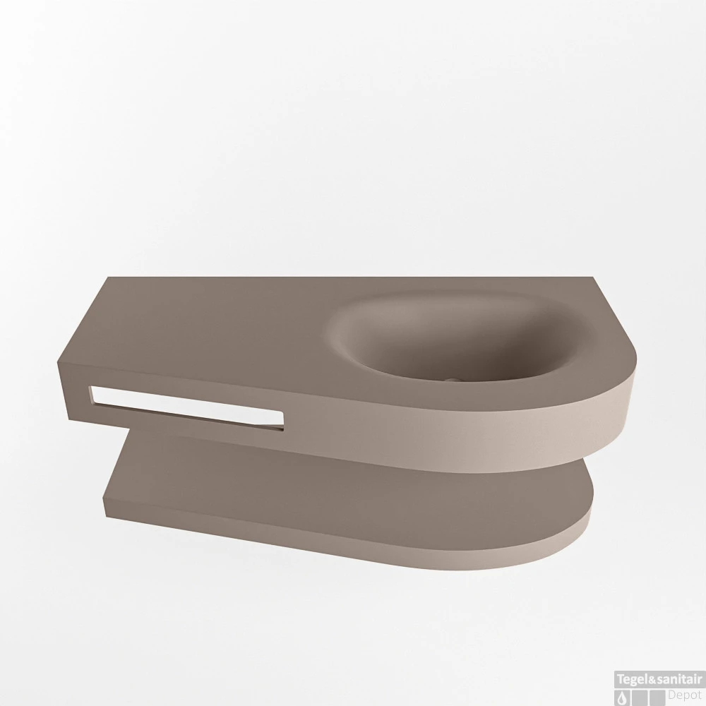 MONDIAZ RIVA 100cm Wastafel Met Planchet Kleur Smoke. Wastafel DULCET Rechts 1 Kraangaten Kleur Smoke. 5 MONDIAZ RIVA 100cm Wastafel Met Planchet Kleur Smoke. Wastafel DULCET Rechts 1 Kraangaten Kleur Smoke. - Afbeelding 5