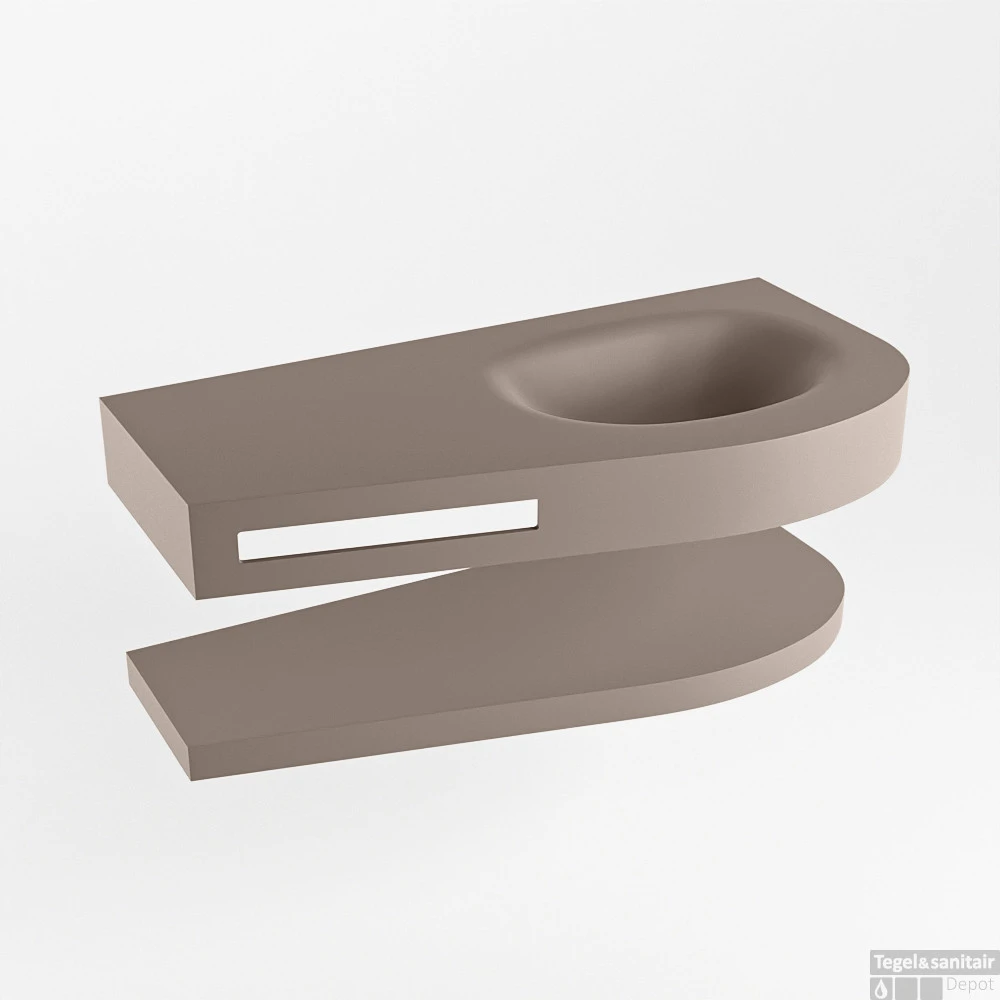 MONDIAZ RIVA 100cm Wastafel Met Planchet Kleur Smoke. Wastafel DULCET Rechts 1 Kraangaten Kleur Smoke. 6 MONDIAZ RIVA 100cm Wastafel Met Planchet Kleur Smoke. Wastafel DULCET Rechts 1 Kraangaten Kleur Smoke. - Afbeelding 6