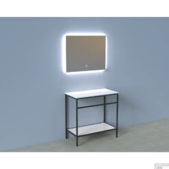 Badkamermeubelset Industrieel BWS Frame Staand 90 Mat Zwart Aluminium (exclusief Wastafel/waskom)