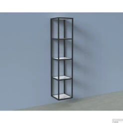 Kolomkast Industrieel BWS Frame 170x35x35 Cm Mat Zwart Aluminium (glanzend Witte Inlayers Optioneel)