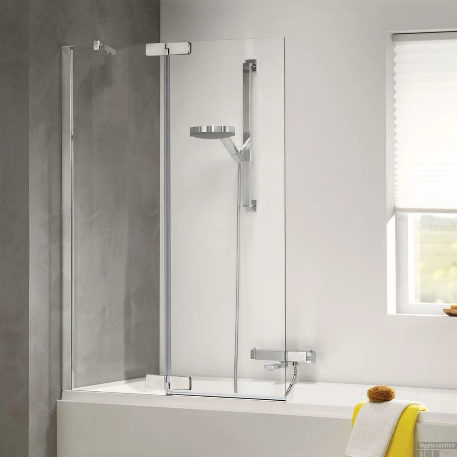 Badwand Sealskin Custom 100x140 Cm Zilver Hoogglans Helder Glas Links 1 Badwand Sealskin Custom 100x140 Cm Zilver Hoogglans Helder Glas Links