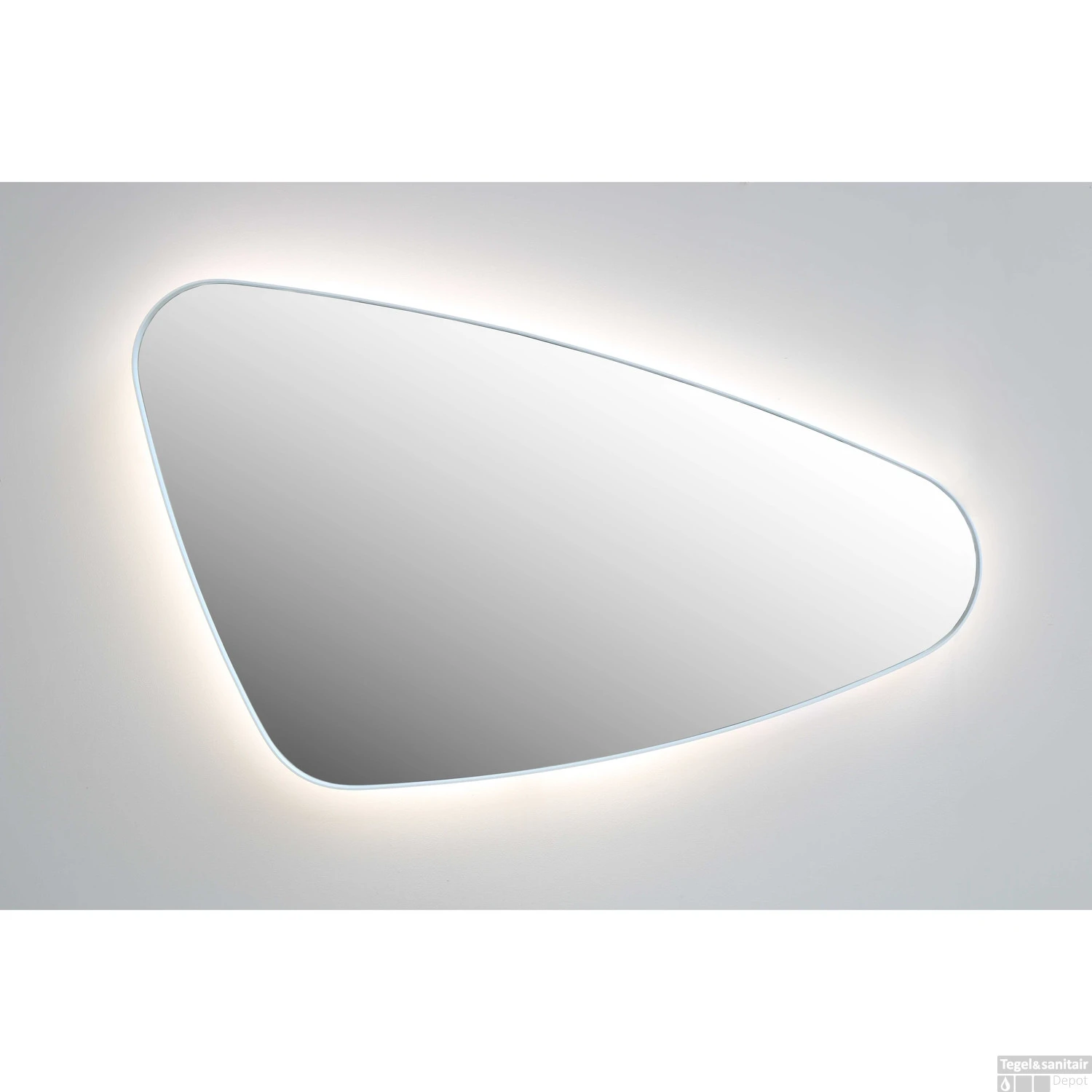 Spiegel Organisch INK SP23 100x60 Cm Met Verlichting En Spiegelverwarming Links Geborsteld RVS