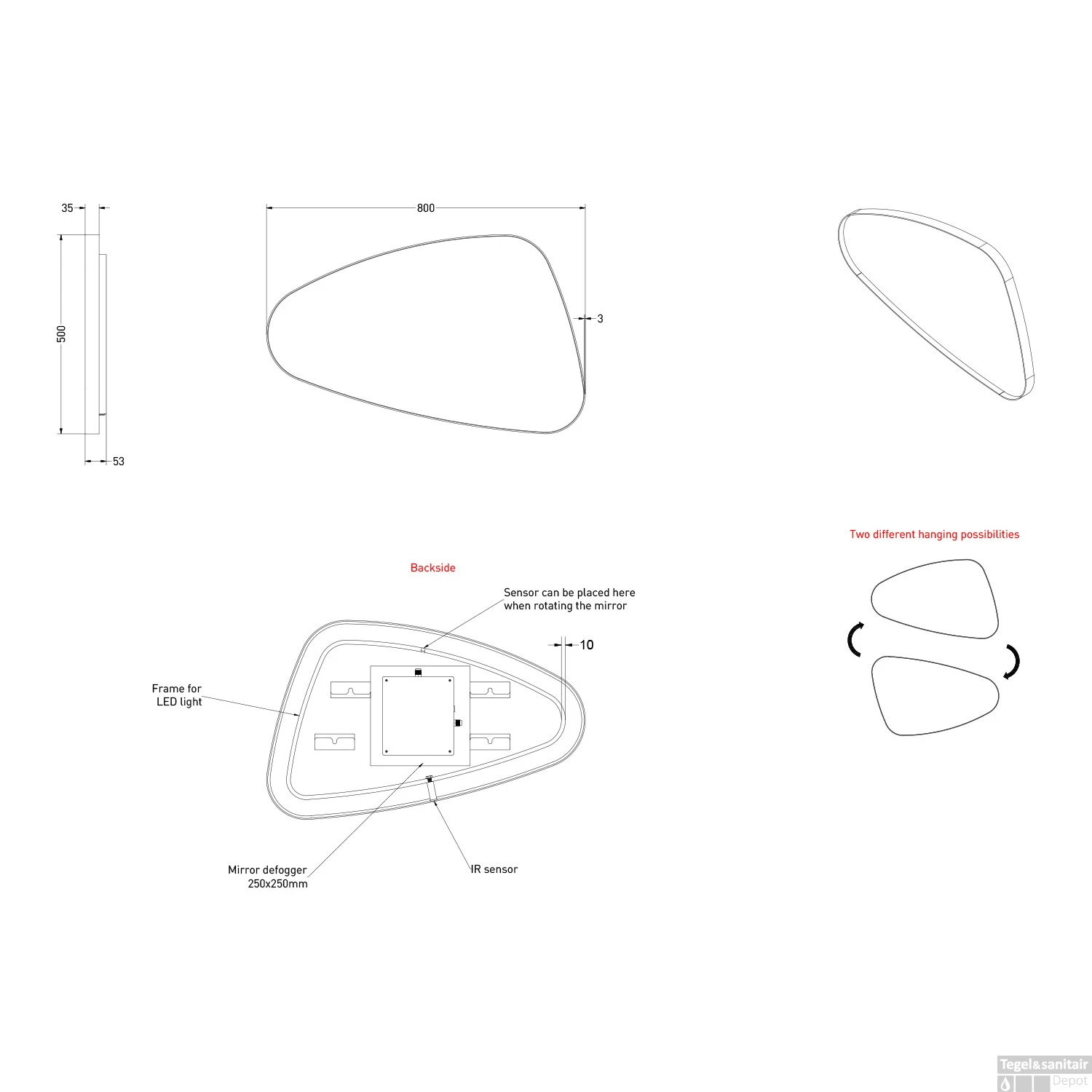 Spiegel Organisch INK SP23 80x50 Cm Met Verlichting En Spiegelverwarming Rechts Geborsteld Koper - Afbeelding 5
