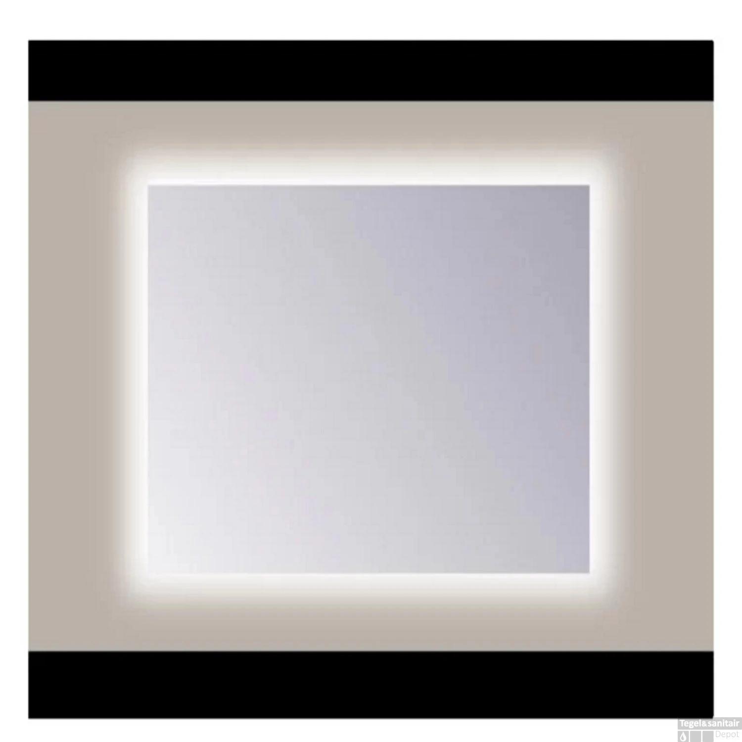 Spiegel Sanicare Q-Mirrors 90x60 Cm PP-Geslepen Vierkant Met Rondom LED Warm White Incl. Ophangmateriaal Zonder Schakelaar