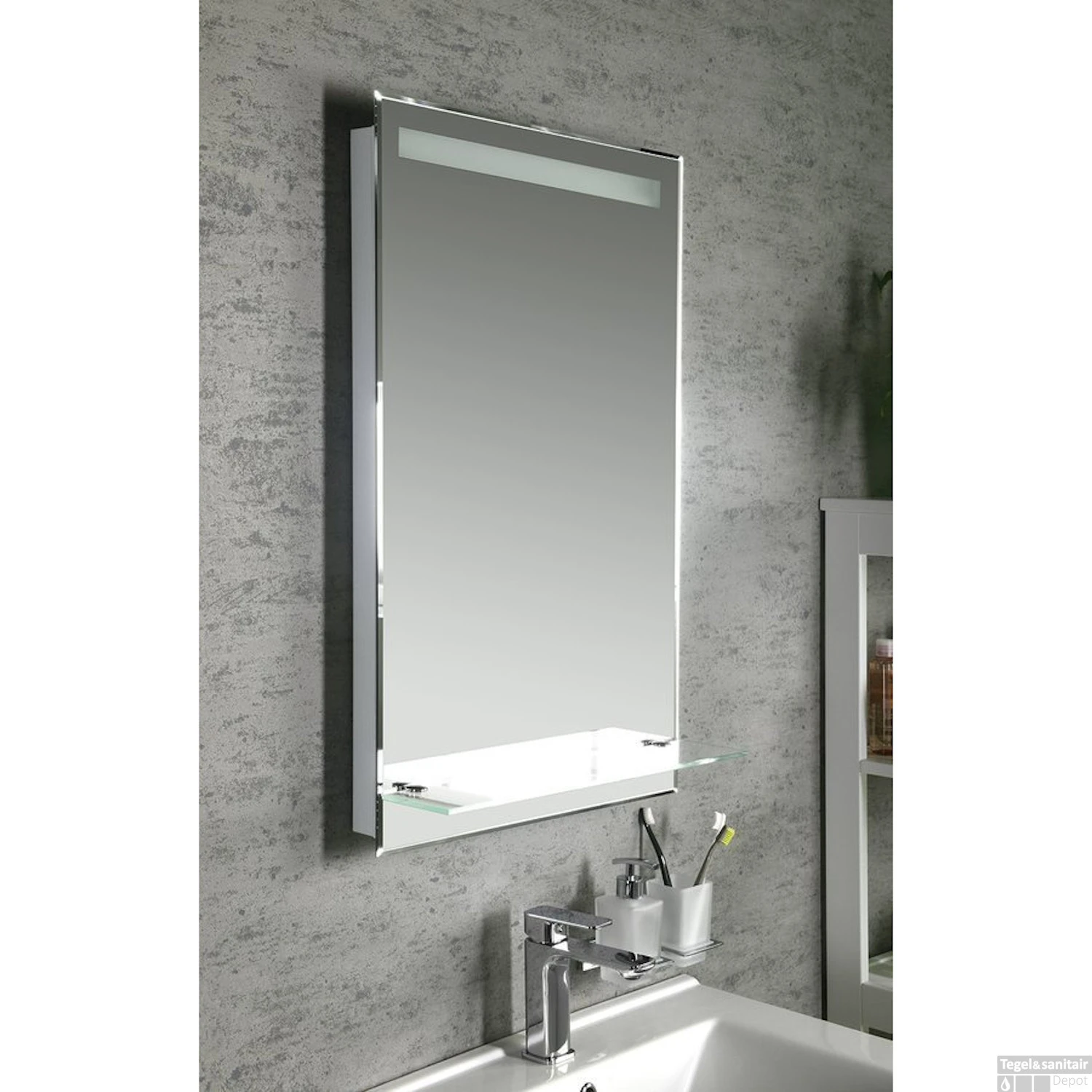 Spiegel Sapho Aqualine Met LED Licht En Planchet 50x80 Cm - Afbeelding 2