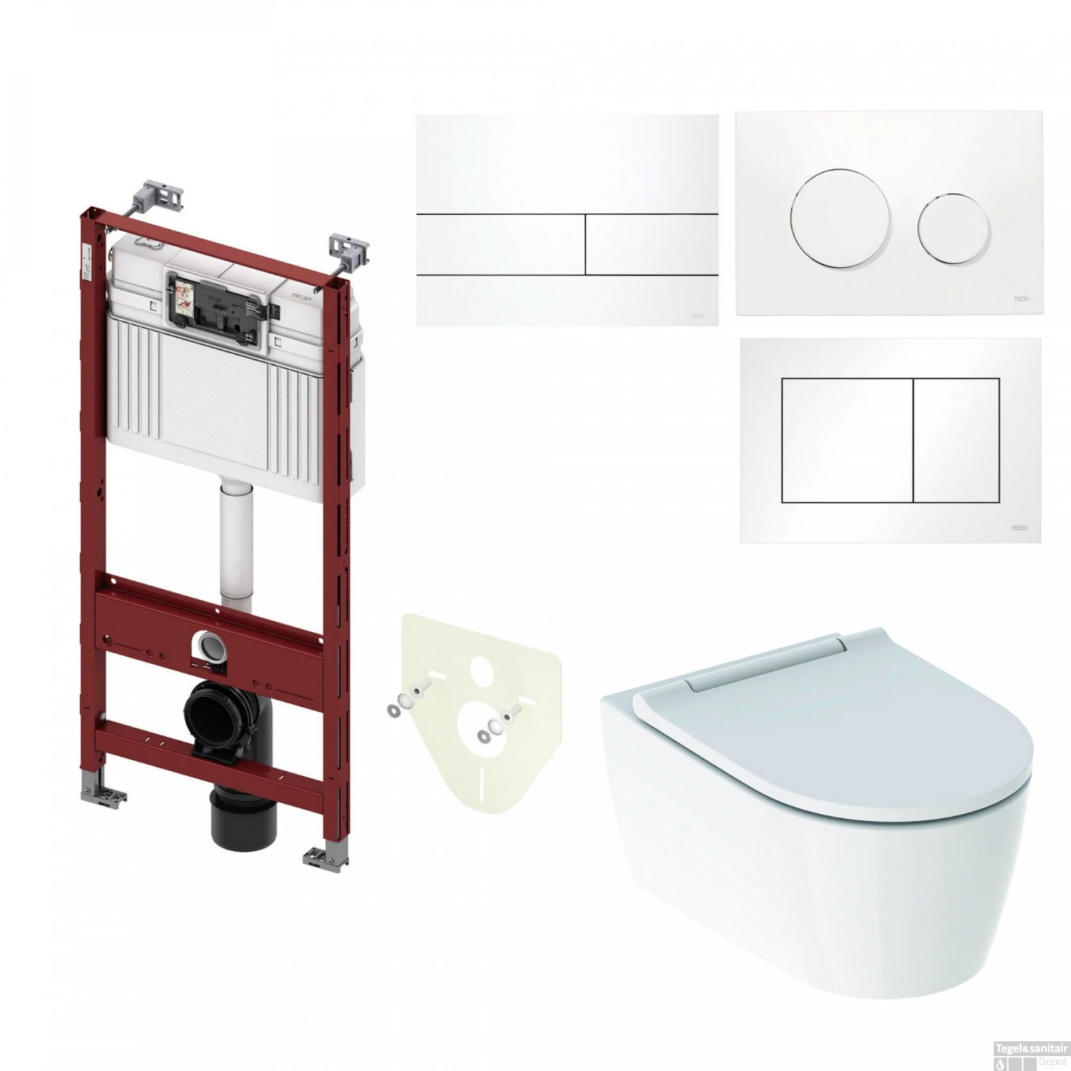 TECE Profile Inbouwreservoir Toiletset Geberit ONE Rimless Diepspoel Turboflush Wit Met Drukplaat - Afbeelding 7