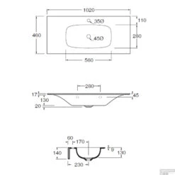Wastafel Salenzi Nur 102x46 Cm Keramiek Mat Zwart Zonder Kraangat (incl. Bijpassende Afvoerplug) -Duravit Verkoop tech102 2