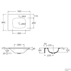 Wastafel Salenzi Nur 62x46 Cm Keramiek Mat Zwart Zonder Kraangat (incl. Bijpassende Afvoerplug) -Duravit Verkoop tech62 2