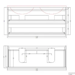 ACTIE BWS Badmeubel | Paris | 120cm | 2 Kraangaten | Compleet | Canyon Oak -Duravit Verkoop technische tekening 120 cm 7