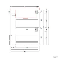 ACTIE BWS Badmeubel | Paris | 60cm Mat Zwart Wastafel | 1 Kraangat | Canyon Oak -Duravit Verkoop technische tekening 60 cm 1 15