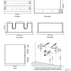 Badkamermeubelset Sanicare Q1 2 Soft Close Lades Schots Eiken 121x46 Cm -Duravit Verkoop technische tekening q1 serie 2 soft close lades tech1 3 2