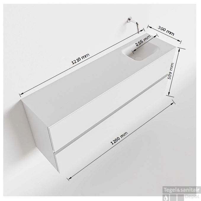 MONDIAZ ADA 120cm Toiletmeubel Dark Brown. LEX Wastafel Talc Rechts Zonder Kraangat 5 MONDIAZ ADA 120cm Toiletmeubel Dark Brown. LEX Wastafel Talc Rechts Zonder Kraangat - Afbeelding 5