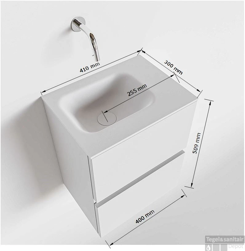 MONDIAZ ADA 40cm Toiletmeubel Dark Grey. LEX Wastafel Talc Links Zonder Kraangat 5 MONDIAZ ADA 40cm Toiletmeubel Dark Grey. LEX Wastafel Talc Links Zonder Kraangat - Afbeelding 5