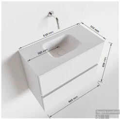 MONDIAZ ADA 60cm Toiletmeubel Cale. LEX Wastafel Talc Midden 1 Kraangat -Duravit Verkoop tekening ada 60cm midden 2557512588970