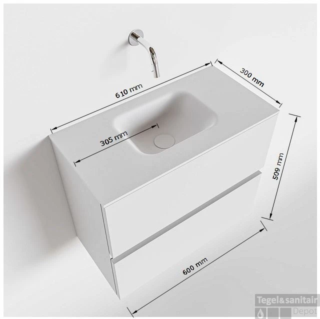 MONDIAZ ADA 60cm Toiletmeubel Dark Brown. LEX Wastafel Urban Midden 1 Kraangat 5 MONDIAZ ADA 60cm Toiletmeubel Dark Brown. LEX Wastafel Urban Midden 1 Kraangat - Afbeelding 5