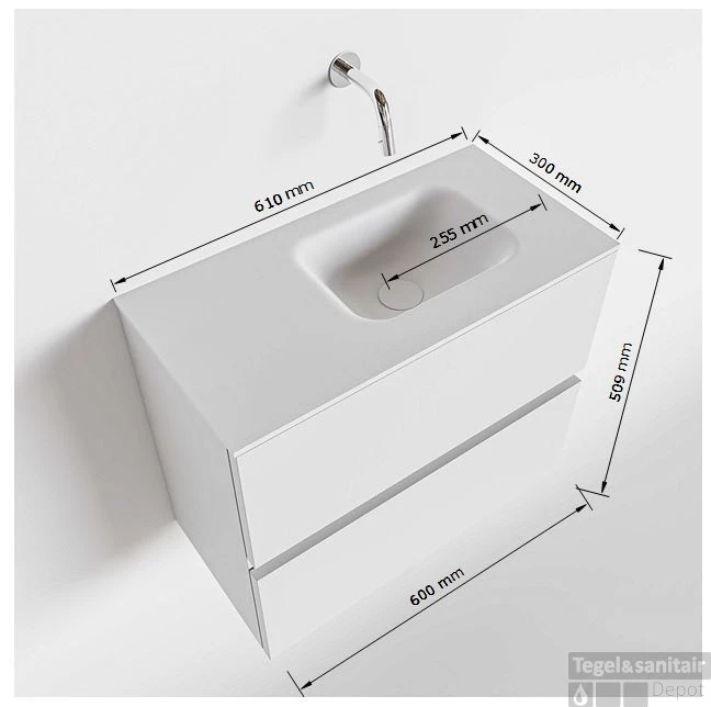 MONDIAZ ADA 60cm Toiletmeubel Dark Grey. LEX Wastafel Talc Rechts Zonder Kraangat 5 MONDIAZ ADA 60cm Toiletmeubel Dark Grey. LEX Wastafel Talc Rechts Zonder Kraangat - Afbeelding 5