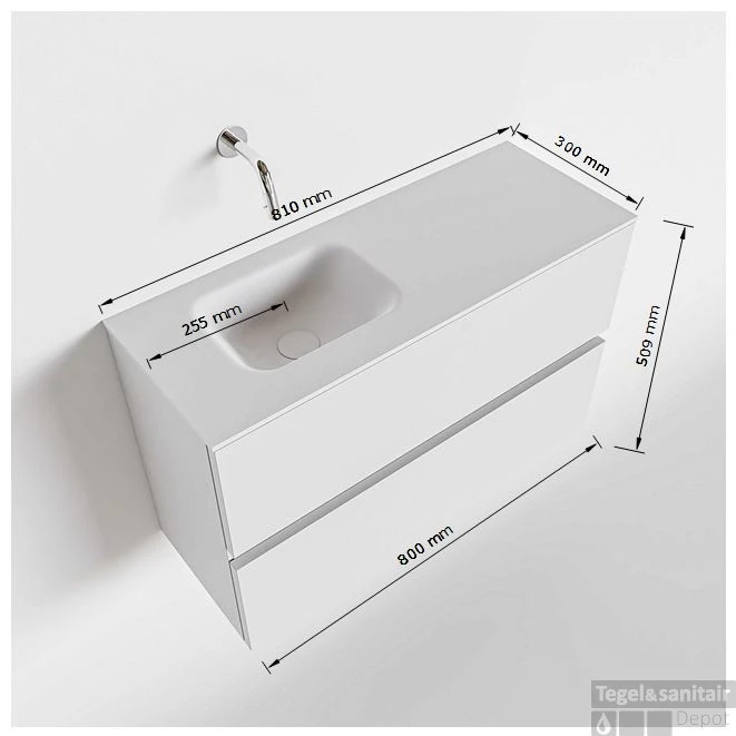 MONDIAZ ADA 80cm Toiletmeubel Fire. LEX Wastafel Talc Links Zonder Kraangat 5 MONDIAZ ADA 80cm Toiletmeubel Fire. LEX Wastafel Talc Links Zonder Kraangat - Afbeelding 5