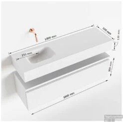 MONDIAZ ANDOR 100cm Toiletmeubel Smoke. LEX 100cm Wastafel Urban Links 1 Kraangat -Duravit Verkoop tekening andor 100cm links 3182512631693