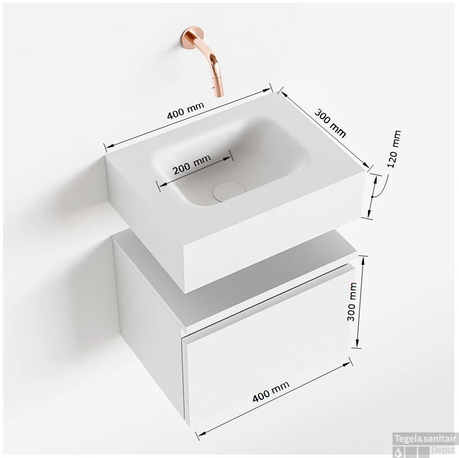 MONDIAZ ANDOR 40cm Toiletmeubel Cale. LEX 40cm Wastafel Urban Midden Geen Kraangat 5 MONDIAZ ANDOR 40cm Toiletmeubel Cale. LEX 40cm Wastafel Urban Midden Geen Kraangat - Afbeelding 5